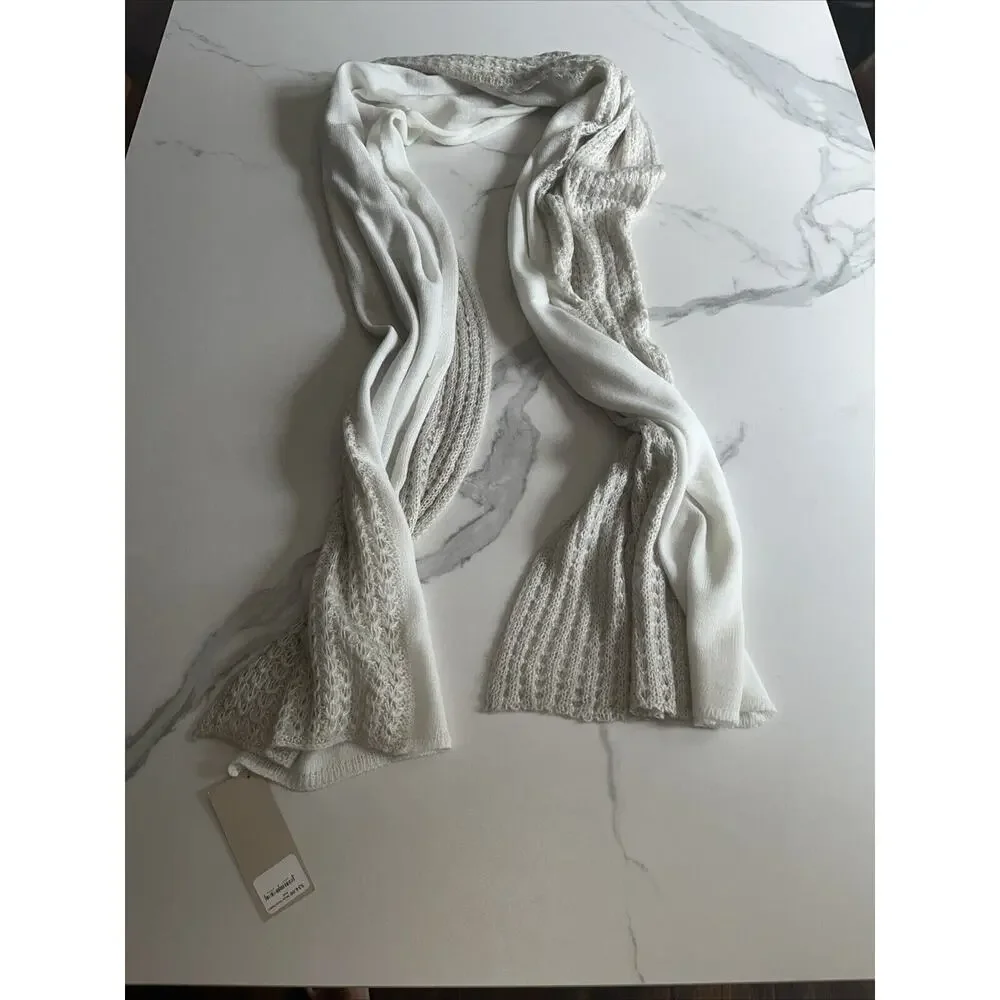 Women's Ivory Cream Back Country Soft Crochet Knit Boho Scarf Winter Sundry NWT